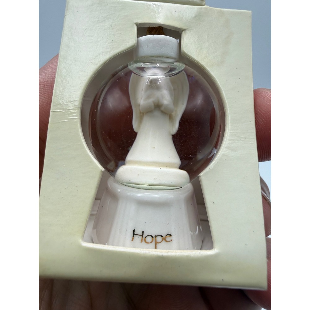 Gund Gifts Hope Angel Snow Globe Christmas Ornament White Gold Shimmer NIB